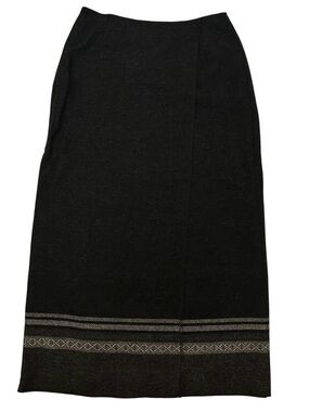 Eddie Bauer Wool Maxi Gray Wrap Skirt Sz 10 Y2K Academia Fall